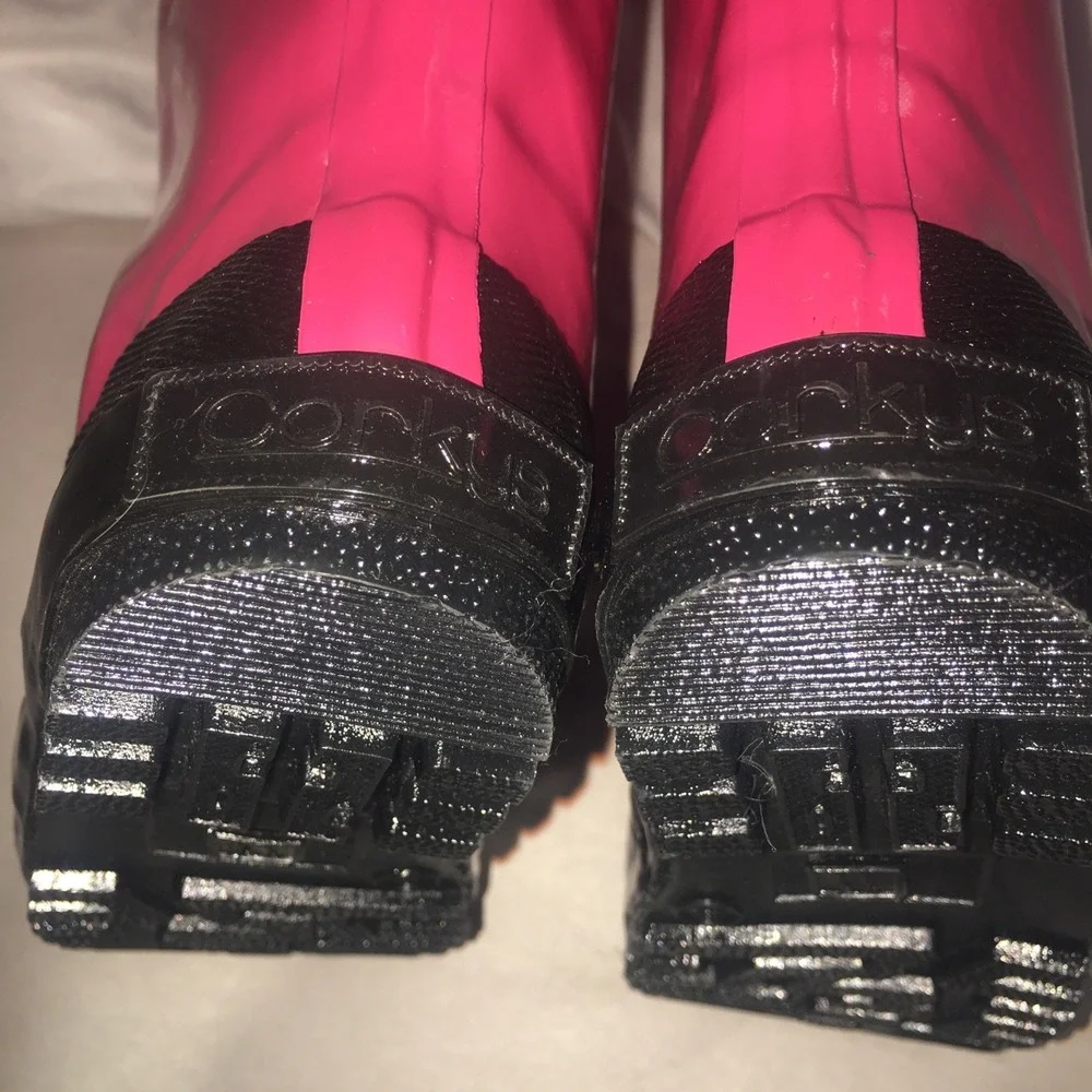 Girls Hot Pink Mary Jane Rubber Rain Boots Corkys size 11